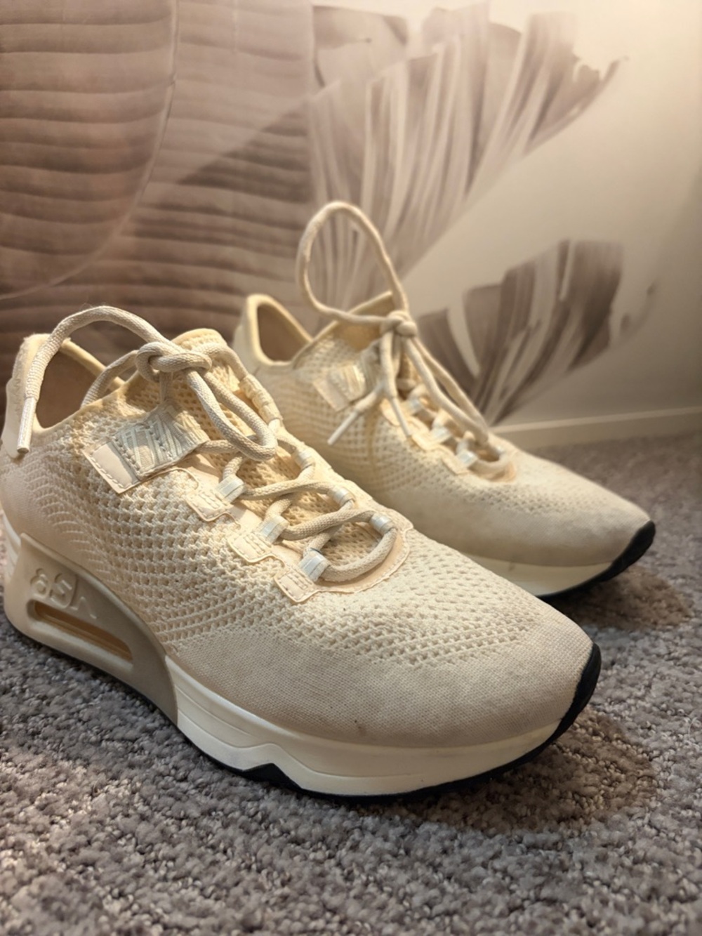 Women’s Cream Knit Athletic Sneakers - Lightweight Comfort